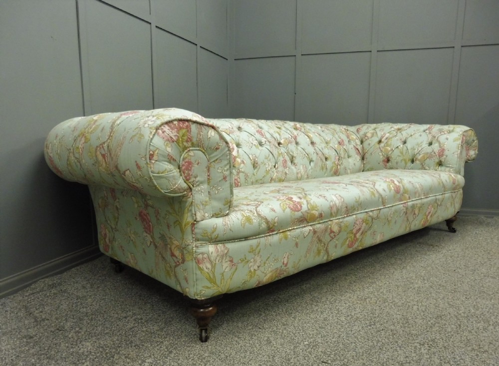 NEWLY UPHOLSTERED LARGE VICTORIAN CHESTERFIELD SOFA View IV