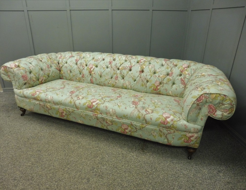 NEWLY UPHOLSTERED LARGE VICTORIAN CHESTERFIELD SOFA View VII