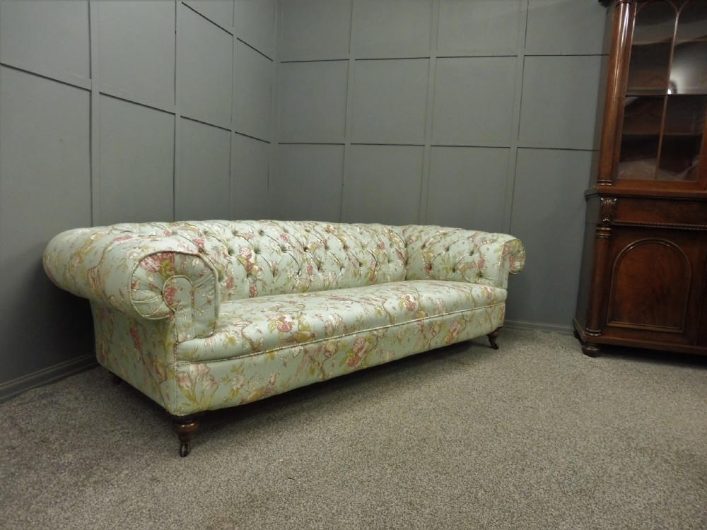 NEWLY UPHOLSTERED LARGE VICTORIAN CHESTERFIELD SOFA View IX