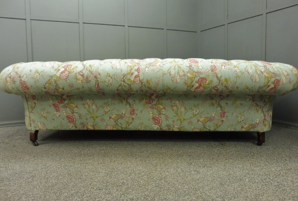 NEWLY UPHOLSTERED LARGE VICTORIAN CHESTERFIELD SOFA View X