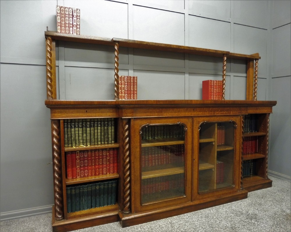 UNUSUAL OAK AND POLLARD OAK 19TH CENTURY BOOKCASE View II