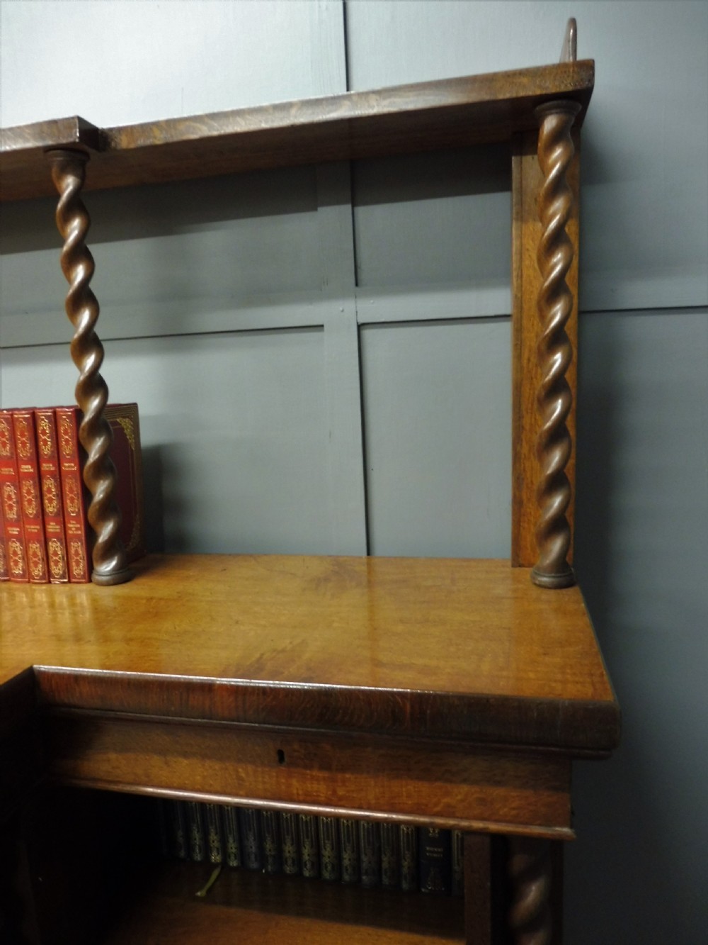 UNUSUAL OAK AND POLLARD OAK 19TH CENTURY BOOKCASE View VIII