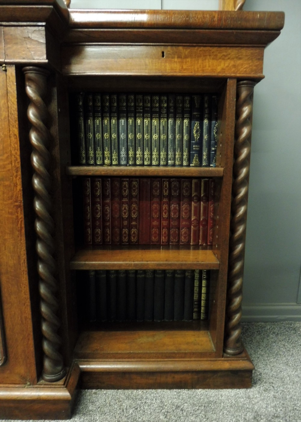 UNUSUAL OAK AND POLLARD OAK 19TH CENTURY BOOKCASE View IX