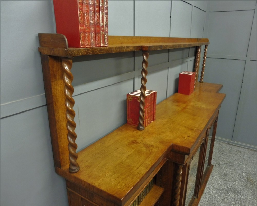 UNUSUAL OAK AND POLLARD OAK 19TH CENTURY BOOKCASE View XII