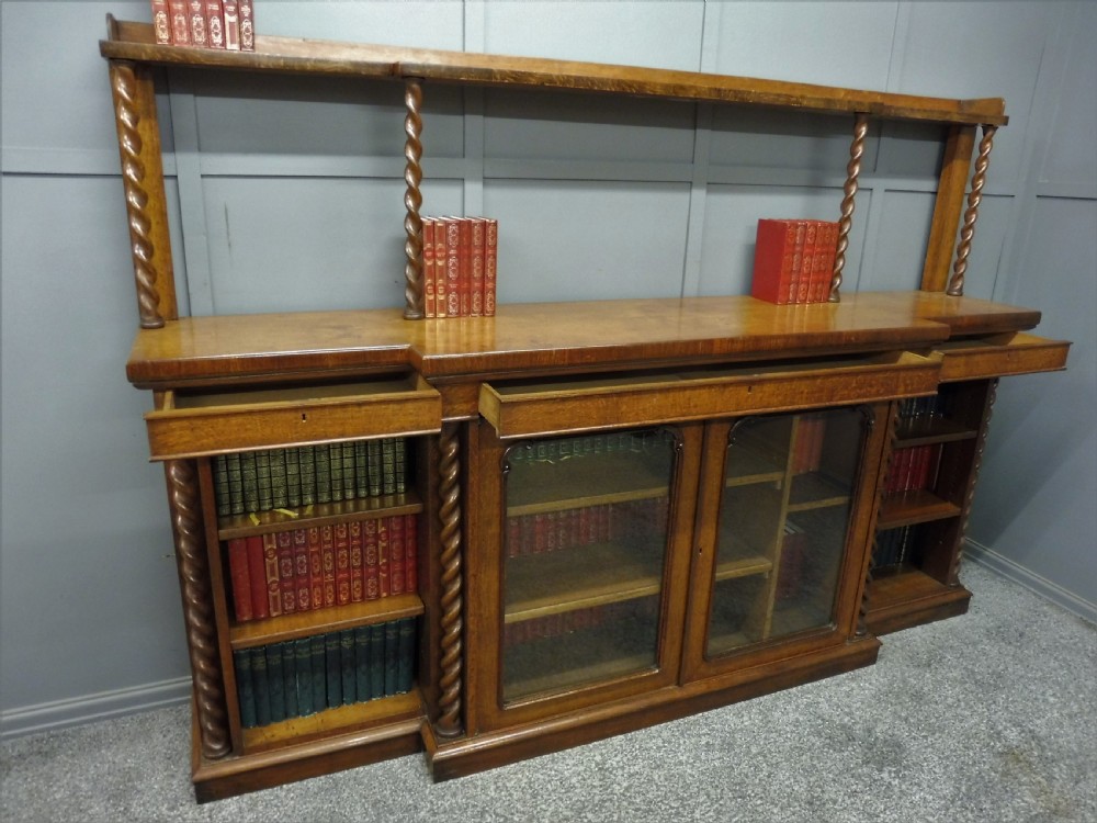 UNUSUAL OAK AND POLLARD OAK 19TH CENTURY BOOKCASE View XIV