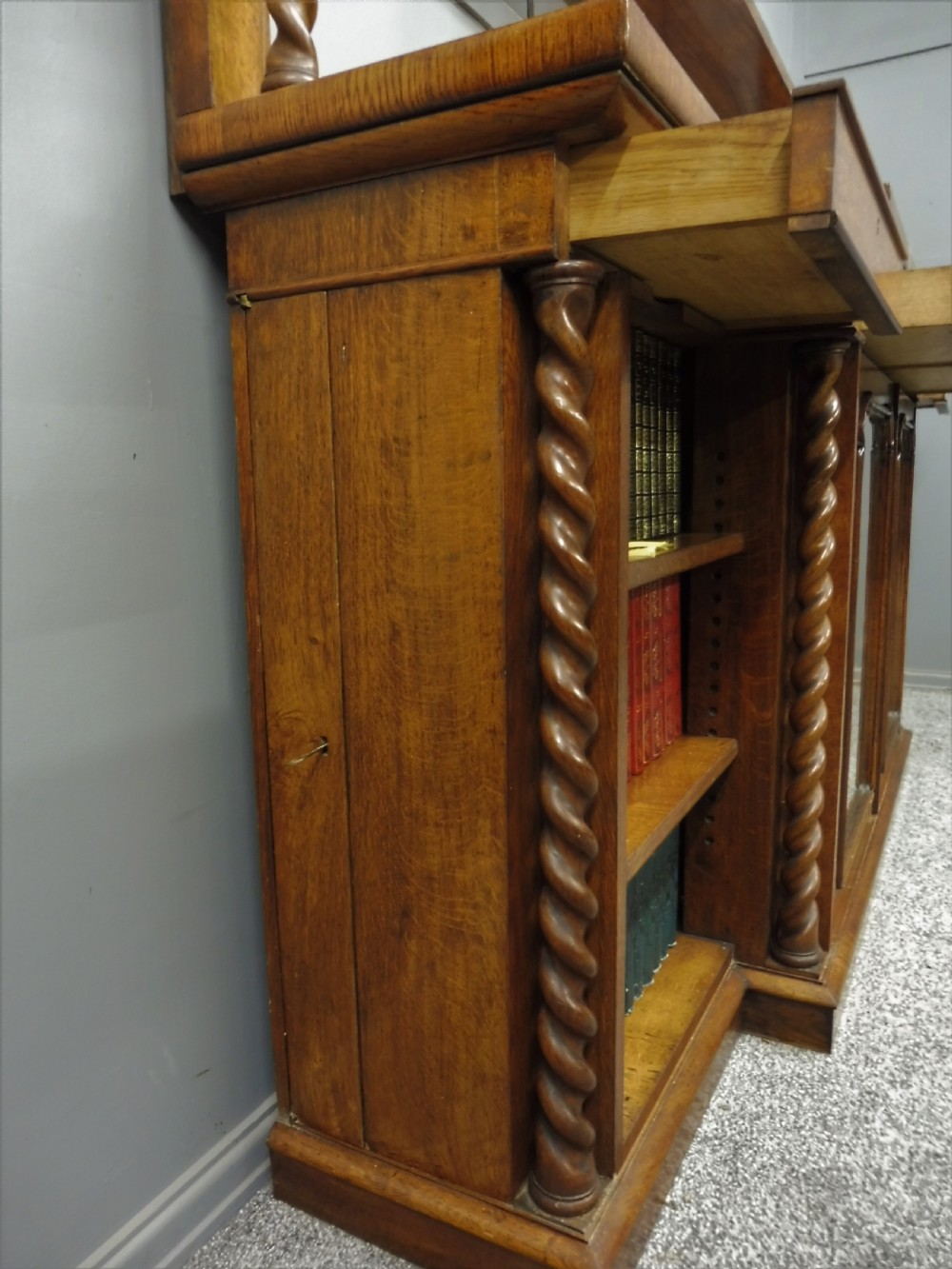 UNUSUAL OAK AND POLLARD OAK 19TH CENTURY BOOKCASE View XV