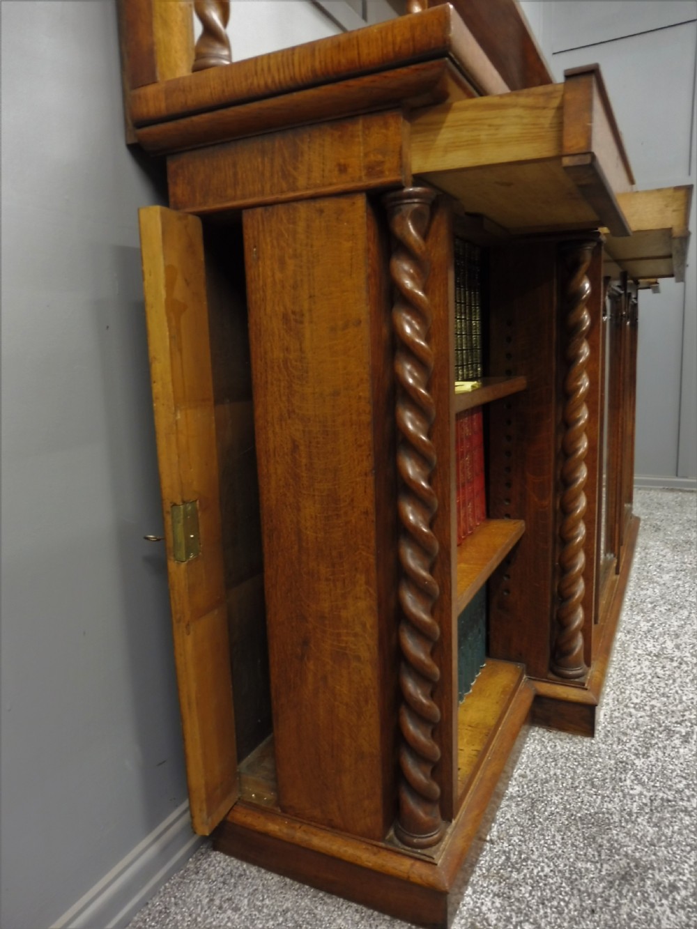 UNUSUAL OAK AND POLLARD OAK 19TH CENTURY BOOKCASE View XVI