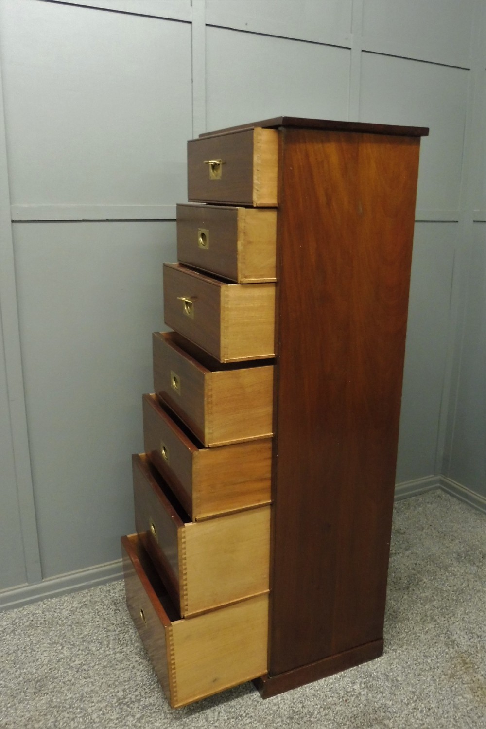 19TH CENTURY MAHOGANY MILITARY STYLE CHEST View X