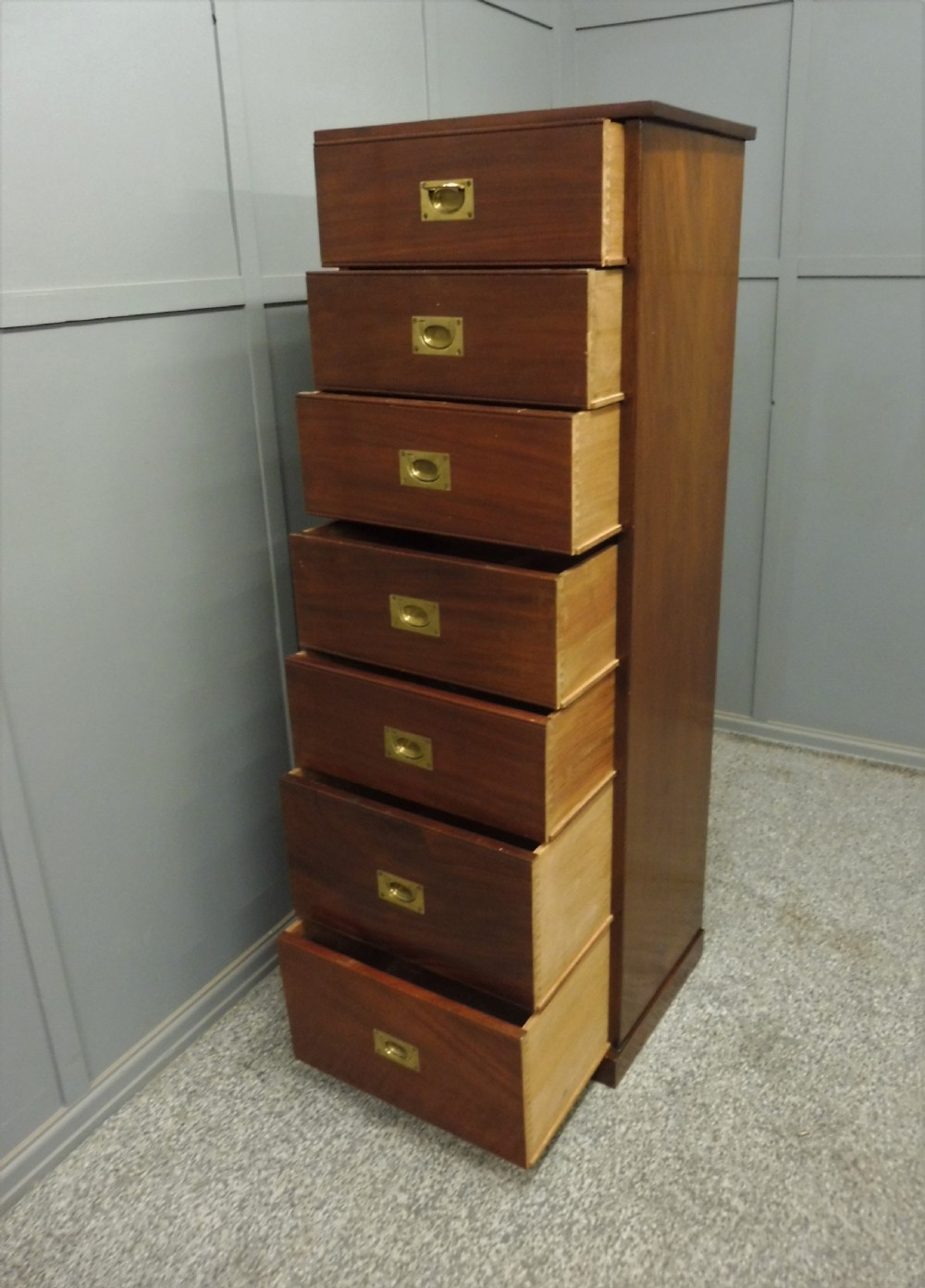 19TH CENTURY MAHOGANY MILITARY STYLE CHEST View XI