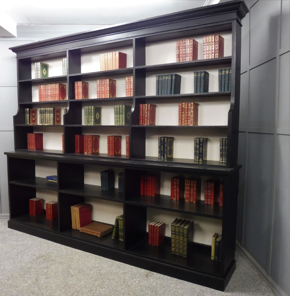 LARGE 19TH CENTURY PAINTED PINE LIBRARY BOOKCASE View II