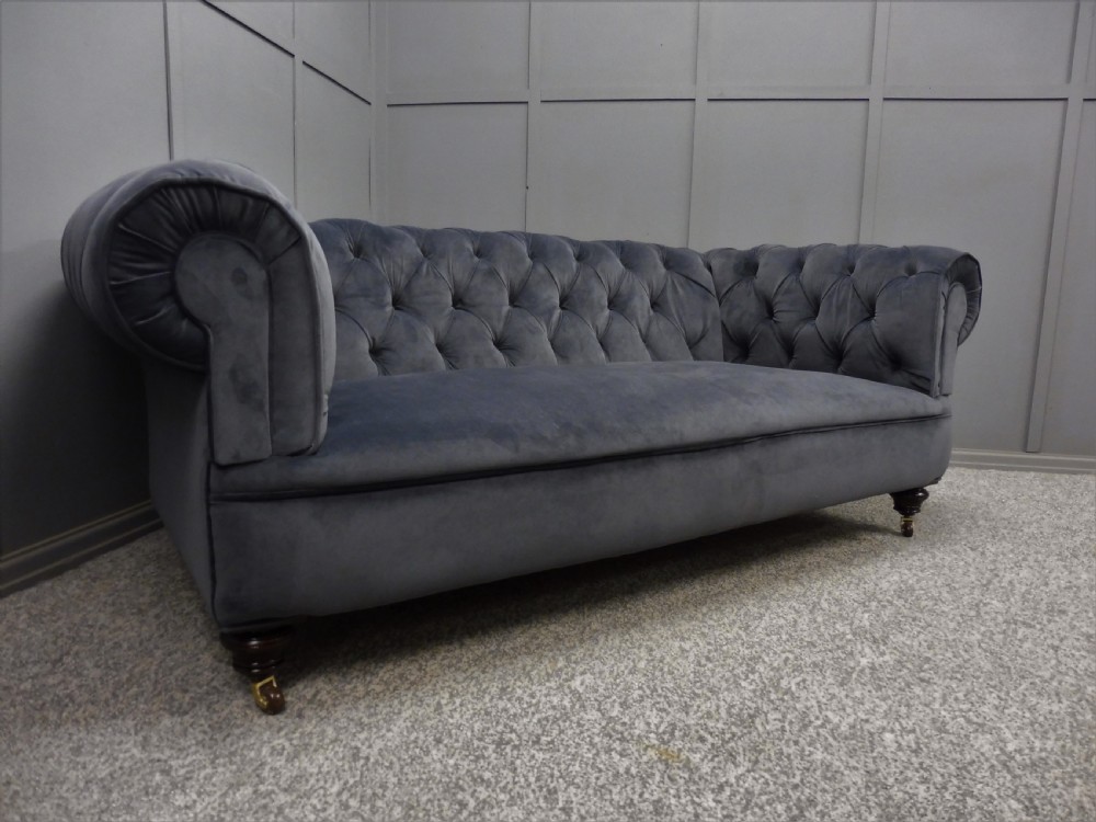 NEWLY UPHOLSTERED ANTIQUE CHESTERFIELD SOFA View III