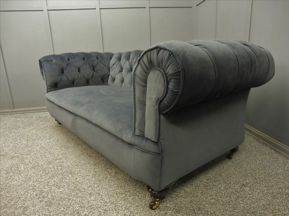 NEWLY UPHOLSTERED ANTIQUE CHESTERFIELD SOFA View XI