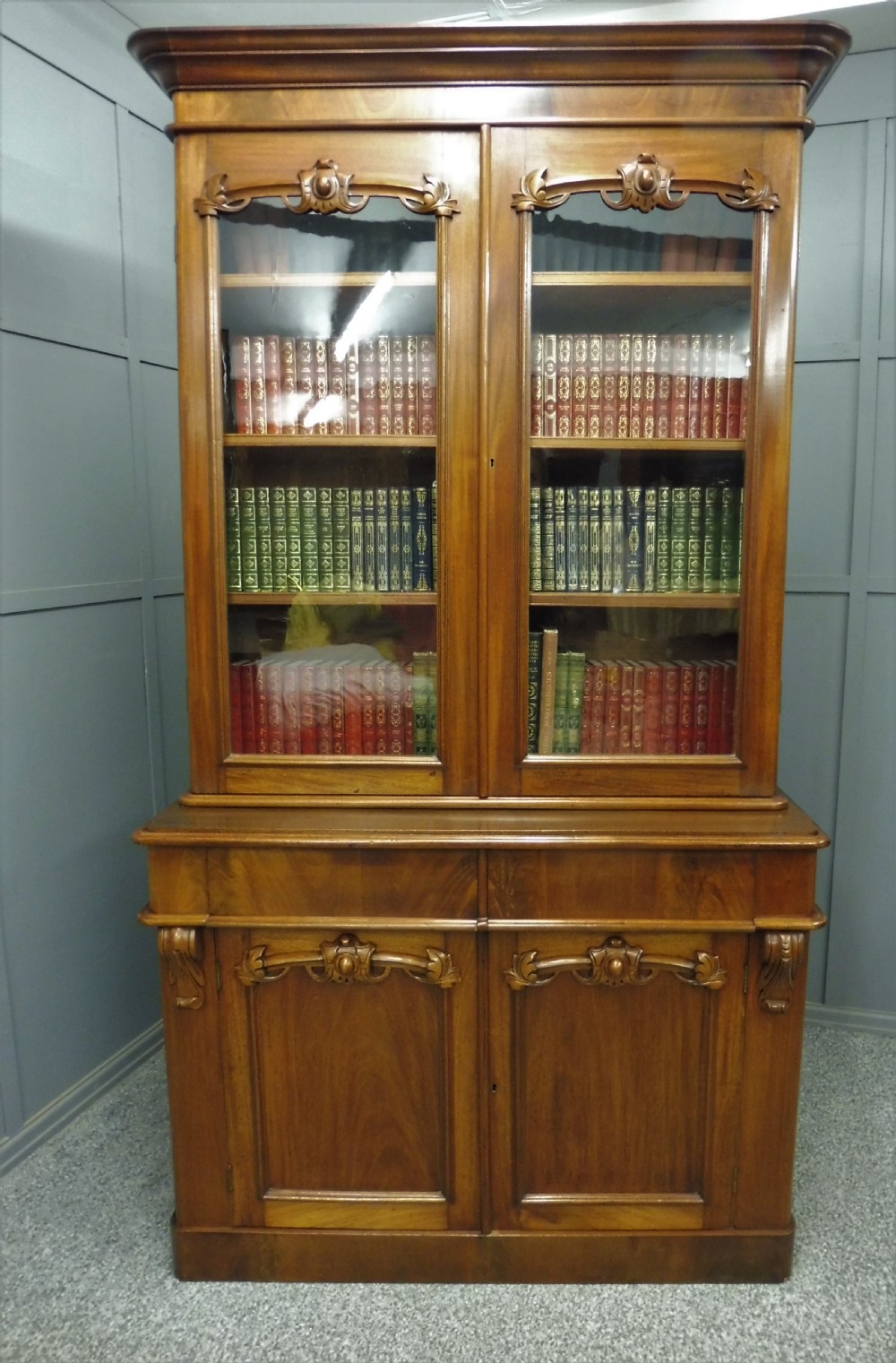 GOOD VICTORIAN MAHOGANY CABINET BOOKCASE  View II