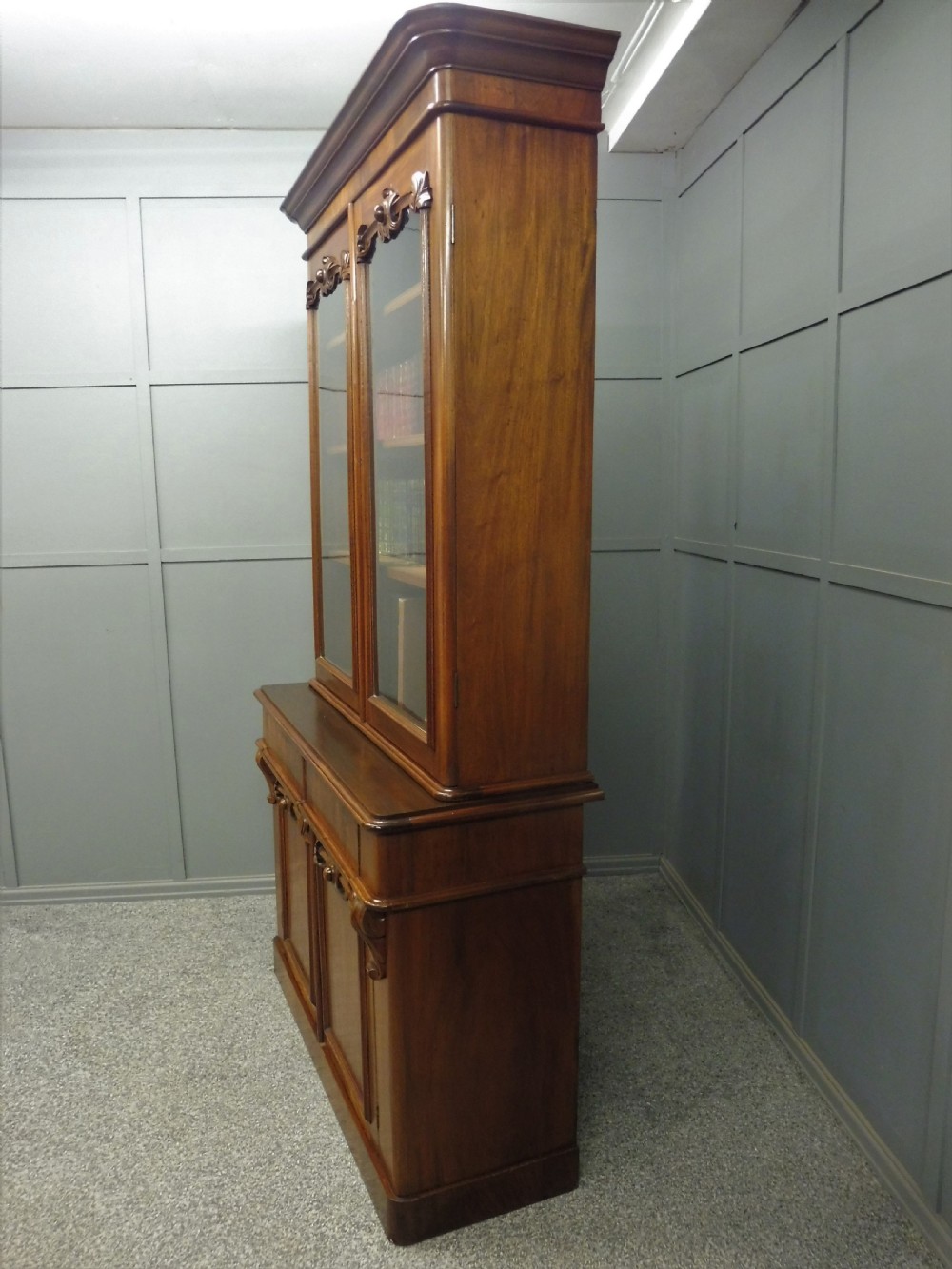GOOD VICTORIAN MAHOGANY CABINET BOOKCASE  View IX
