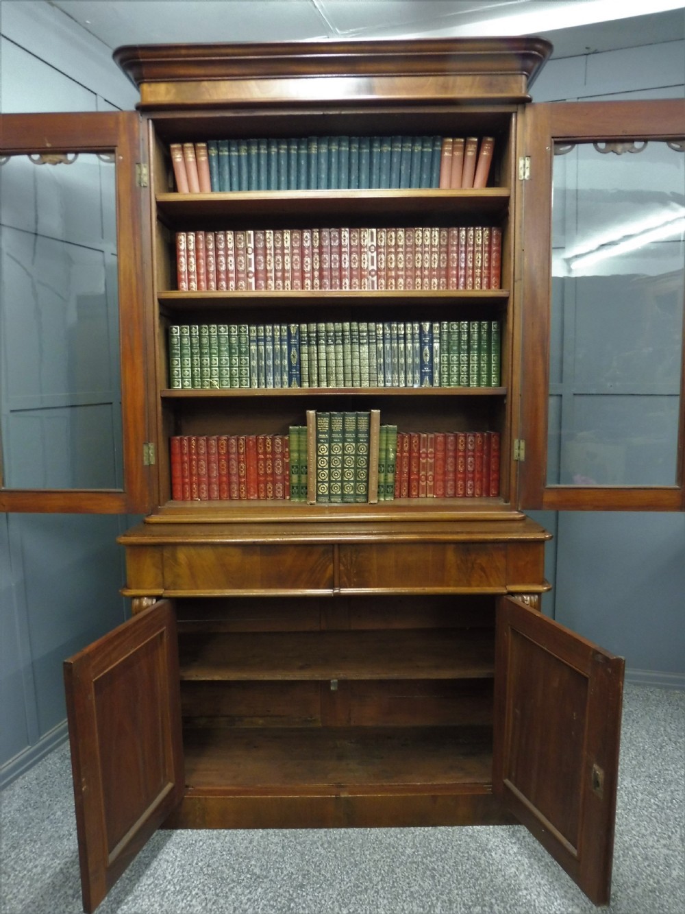 GOOD VICTORIAN MAHOGANY CABINET BOOKCASE  View XII