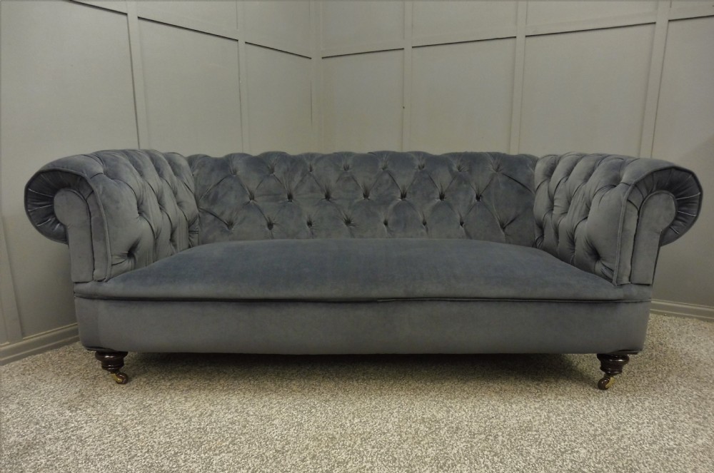 NEWLY UPHOLSTERED ANTIQUE CHESTERFIELD SOFA