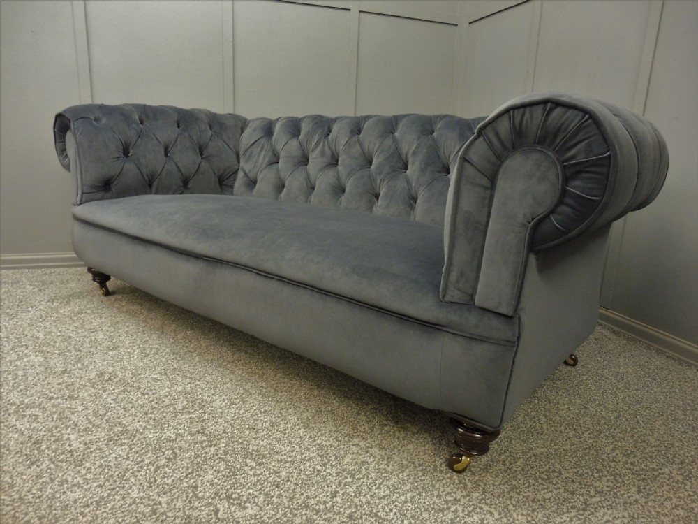 NEWLY UPHOLSTERED ANTIQUE CHESTERFIELD SOFA View II