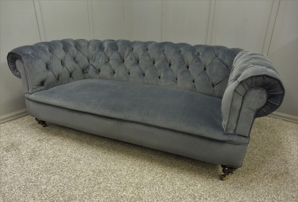 NEWLY UPHOLSTERED ANTIQUE CHESTERFIELD SOFA View IV