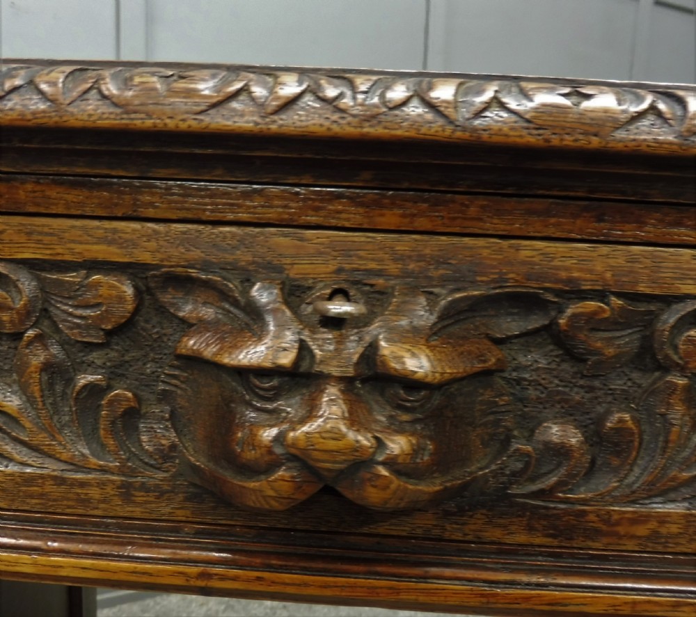 CARVED OAK GREEN MAN DESK BY EDWARDS AND ROBERTS View IV