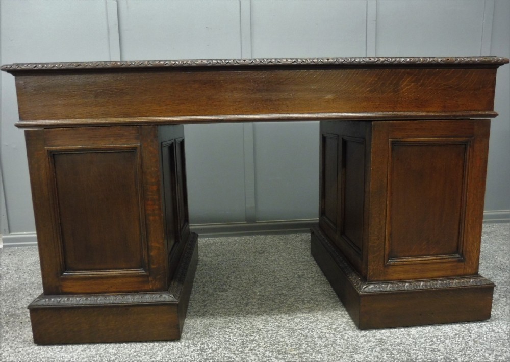 CARVED OAK GREEN MAN DESK BY EDWARDS AND ROBERTS View X