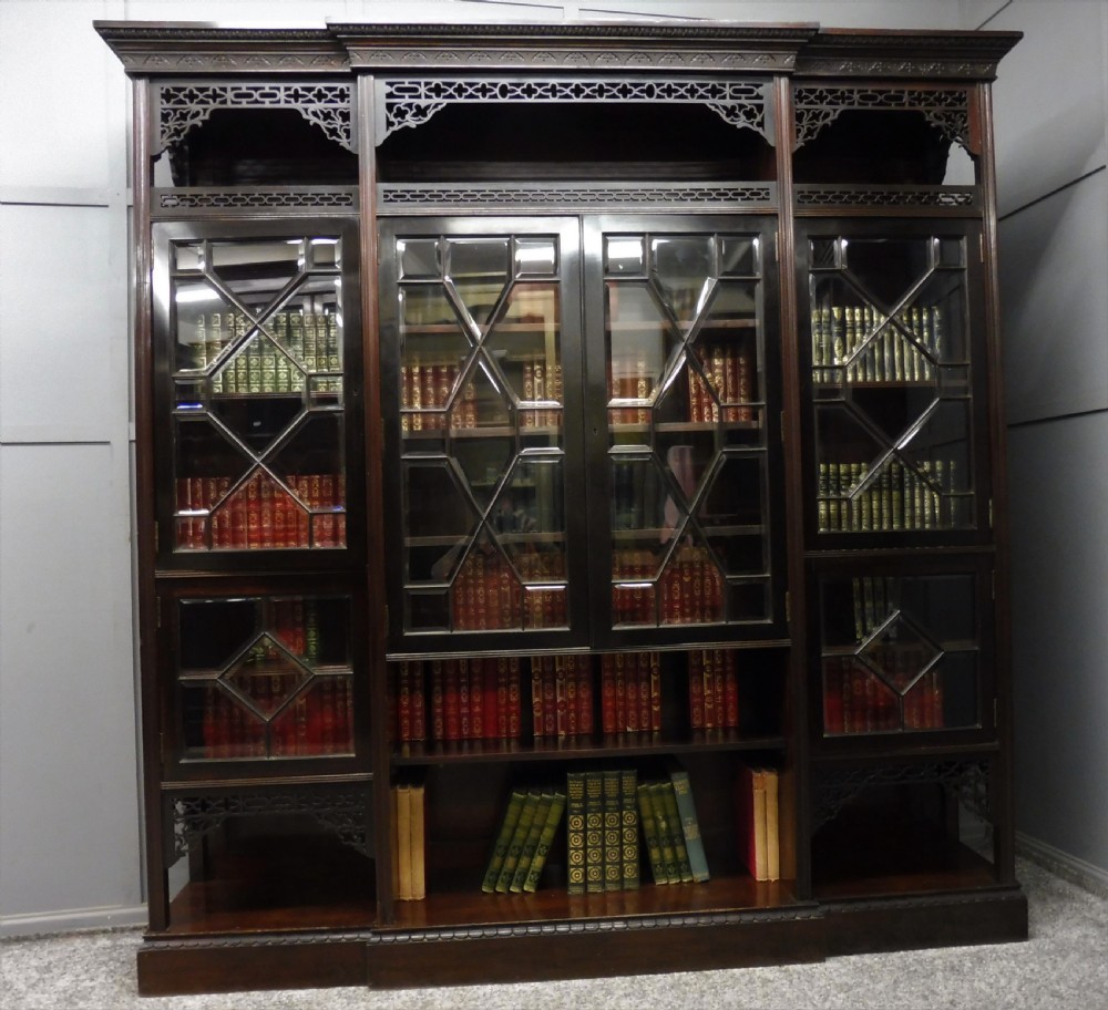 MAHOGANY CHIPPENDALE REVIVAL BOOKCASE View III
