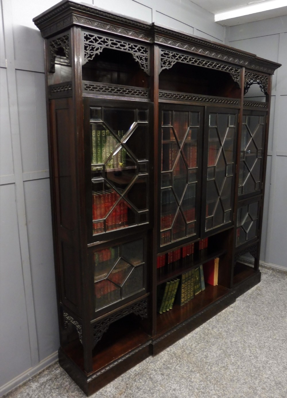MAHOGANY CHIPPENDALE REVIVAL BOOKCASE View IV