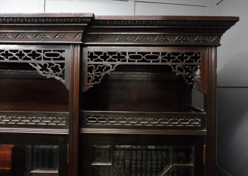 MAHOGANY CHIPPENDALE REVIVAL BOOKCASE View IX