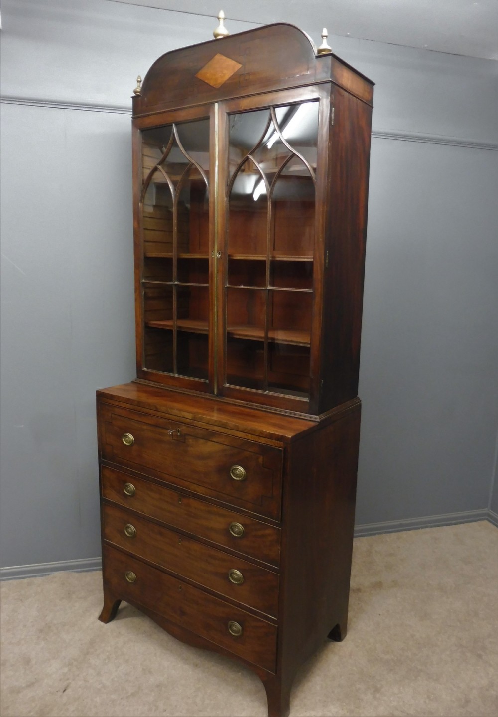 EARLY 19TH CENTURY MAHOGANY SECRETAIRE BOOKCASE View II