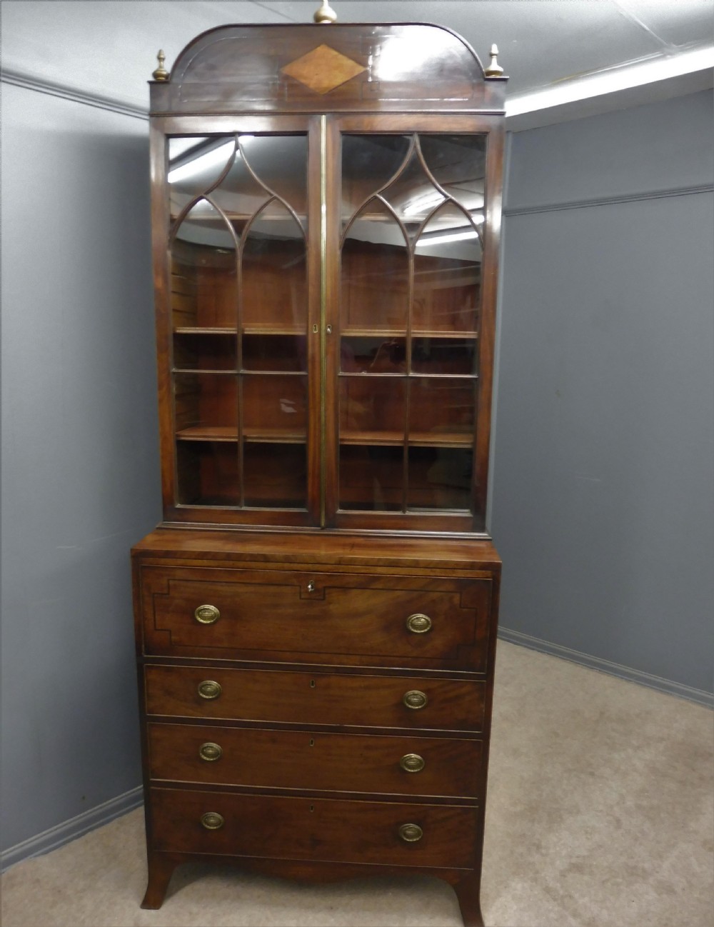 EARLY 19TH CENTURY MAHOGANY SECRETAIRE BOOKCASE View III