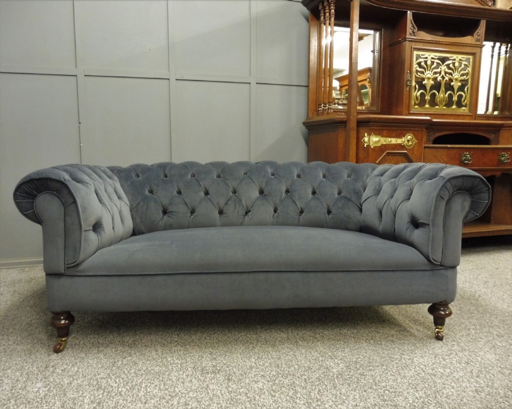 NEWLY UPHOLSTERED VICTORIAN CHESTERFIELD SOFA View II