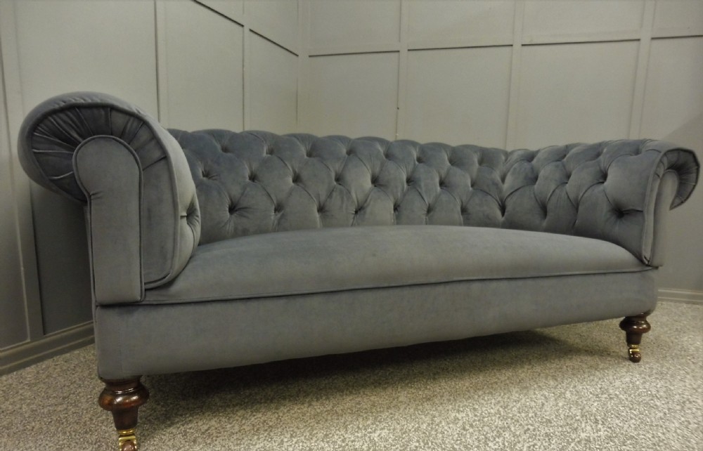 NEWLY UPHOLSTERED VICTORIAN CHESTERFIELD SOFA View III