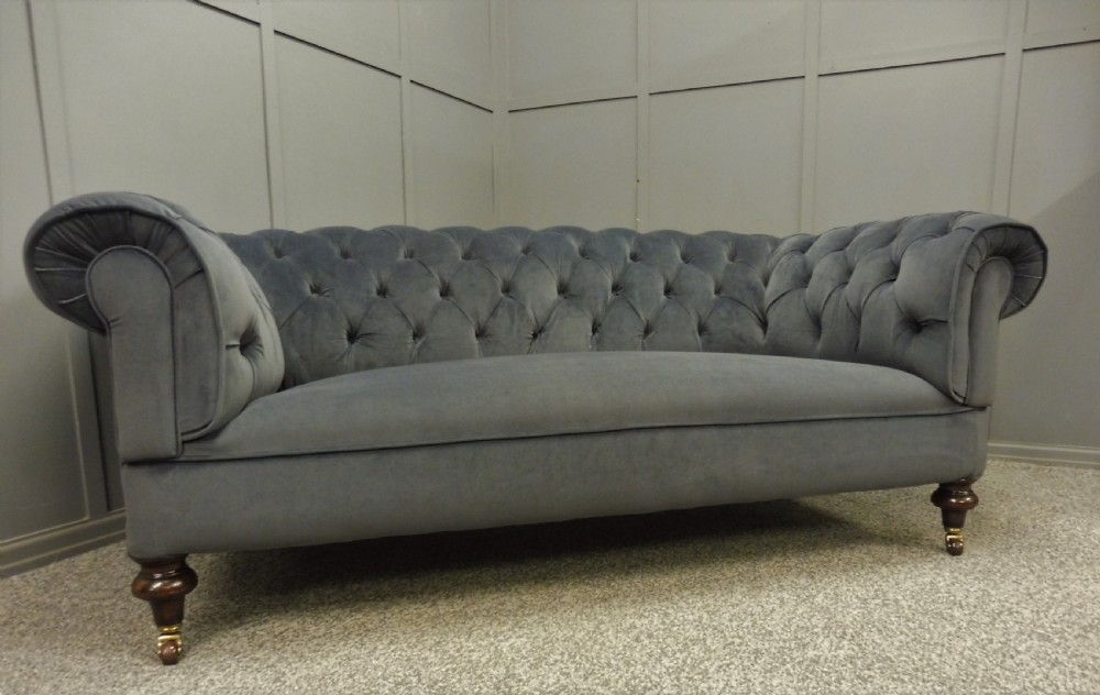 NEWLY UPHOLSTERED VICTORIAN CHESTERFIELD SOFA View IV