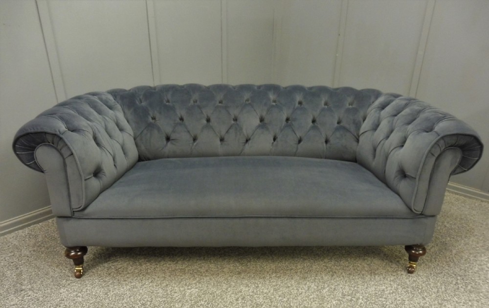 NEWLY UPHOLSTERED VICTORIAN CHESTERFIELD SOFA View VI