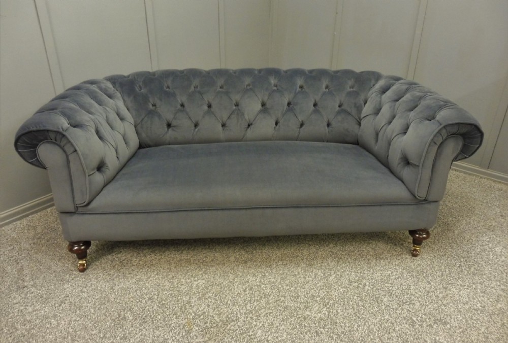 NEWLY UPHOLSTERED VICTORIAN CHESTERFIELD SOFA View XI