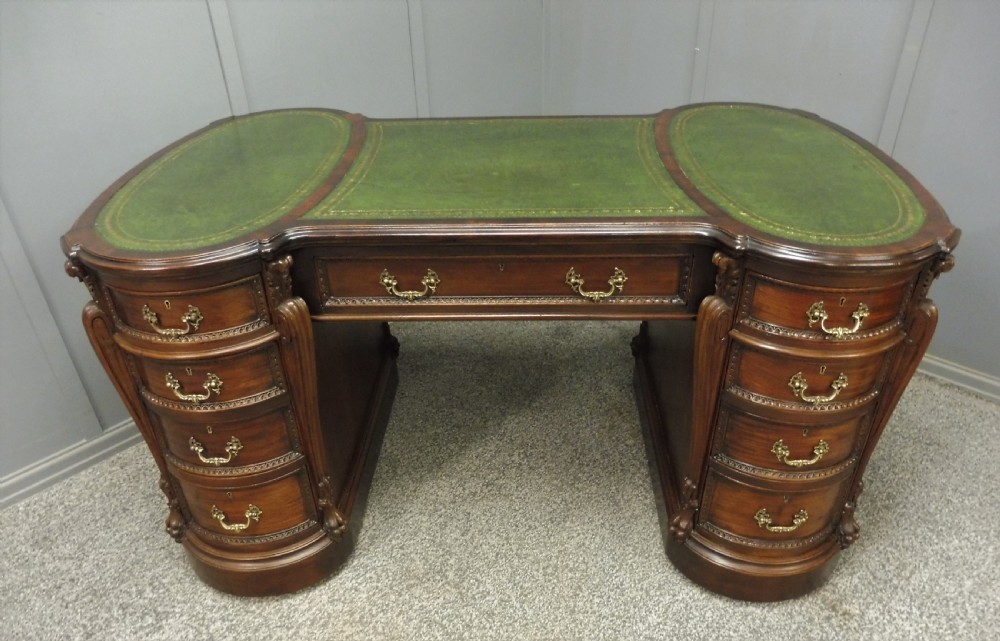 VERY GOOD QUALITY EDWARDIAN MAHOGANY PARTNERS DESK