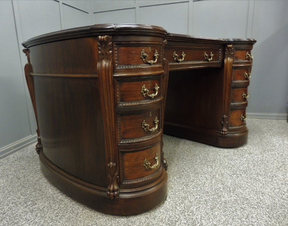 VERY GOOD QUALITY EDWARDIAN MAHOGANY PARTNERS DESK View VII