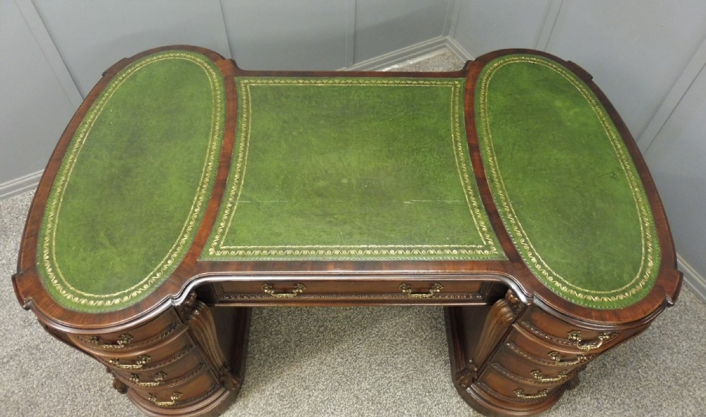VERY GOOD QUALITY EDWARDIAN MAHOGANY PARTNERS DESK View VIII