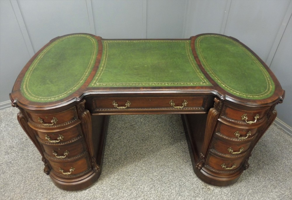 VERY GOOD QUALITY EDWARDIAN MAHOGANY PARTNERS DESK View IX