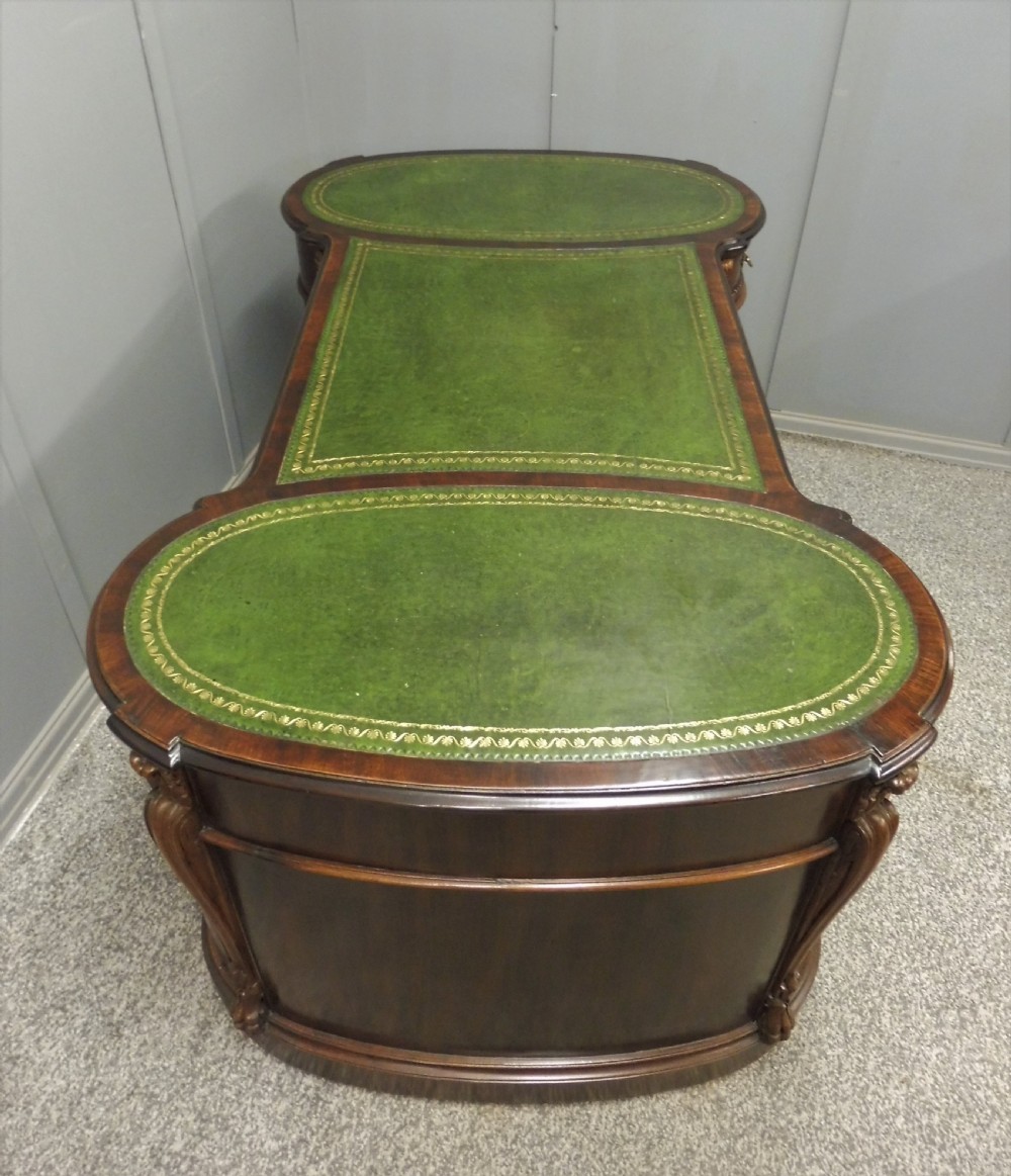 VERY GOOD QUALITY EDWARDIAN MAHOGANY PARTNERS DESK View XIII