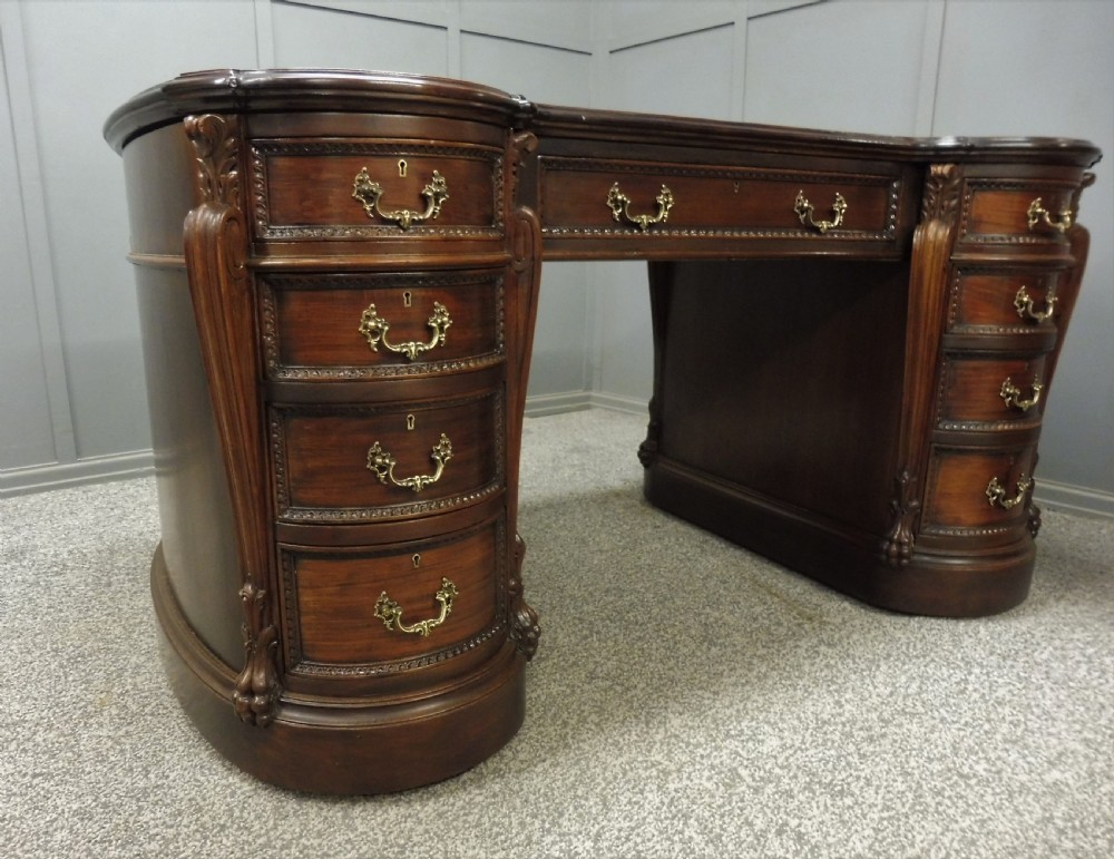 VERY GOOD QUALITY EDWARDIAN MAHOGANY PARTNERS DESK View XVI