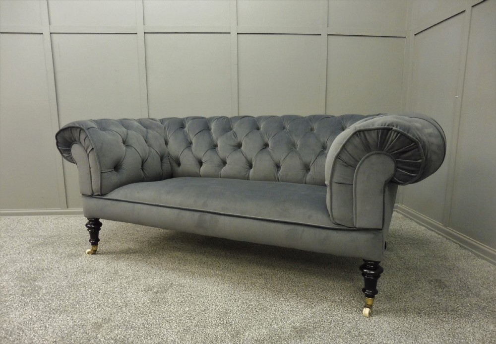 NEWLY UPHOLSTERED  VICTORIAN CHESTERFIELD SOFA View II