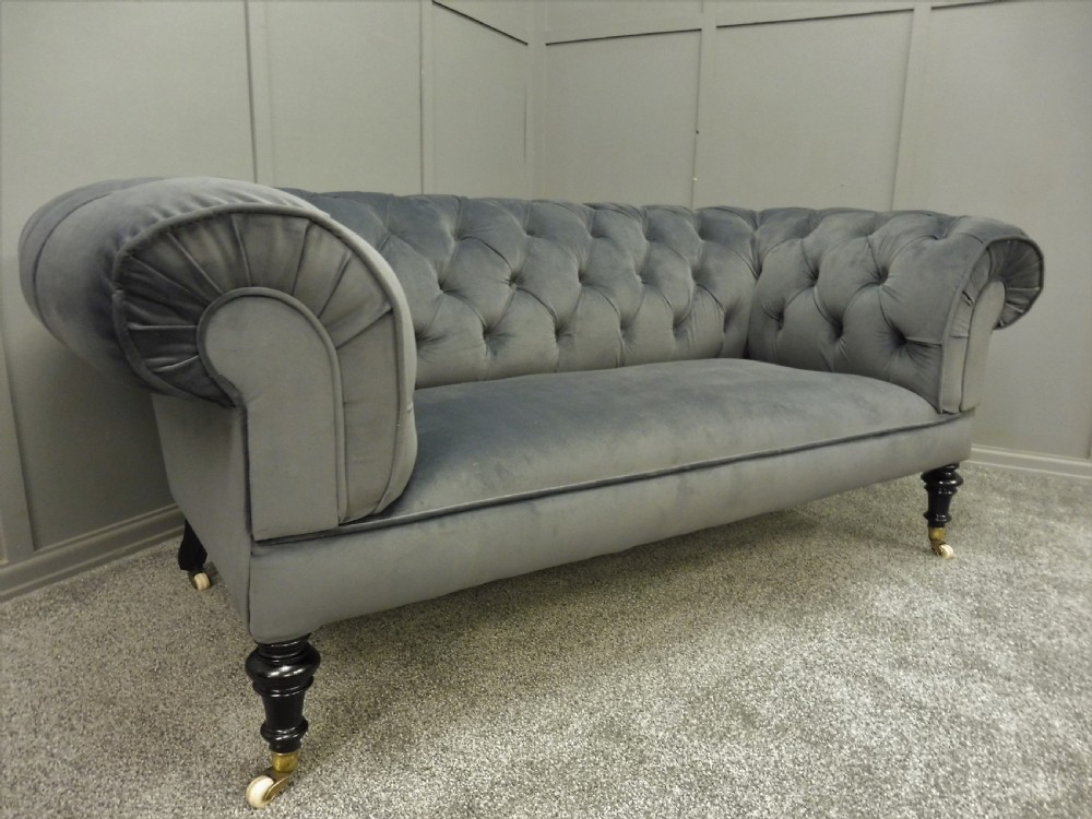 NEWLY UPHOLSTERED  VICTORIAN CHESTERFIELD SOFA View III