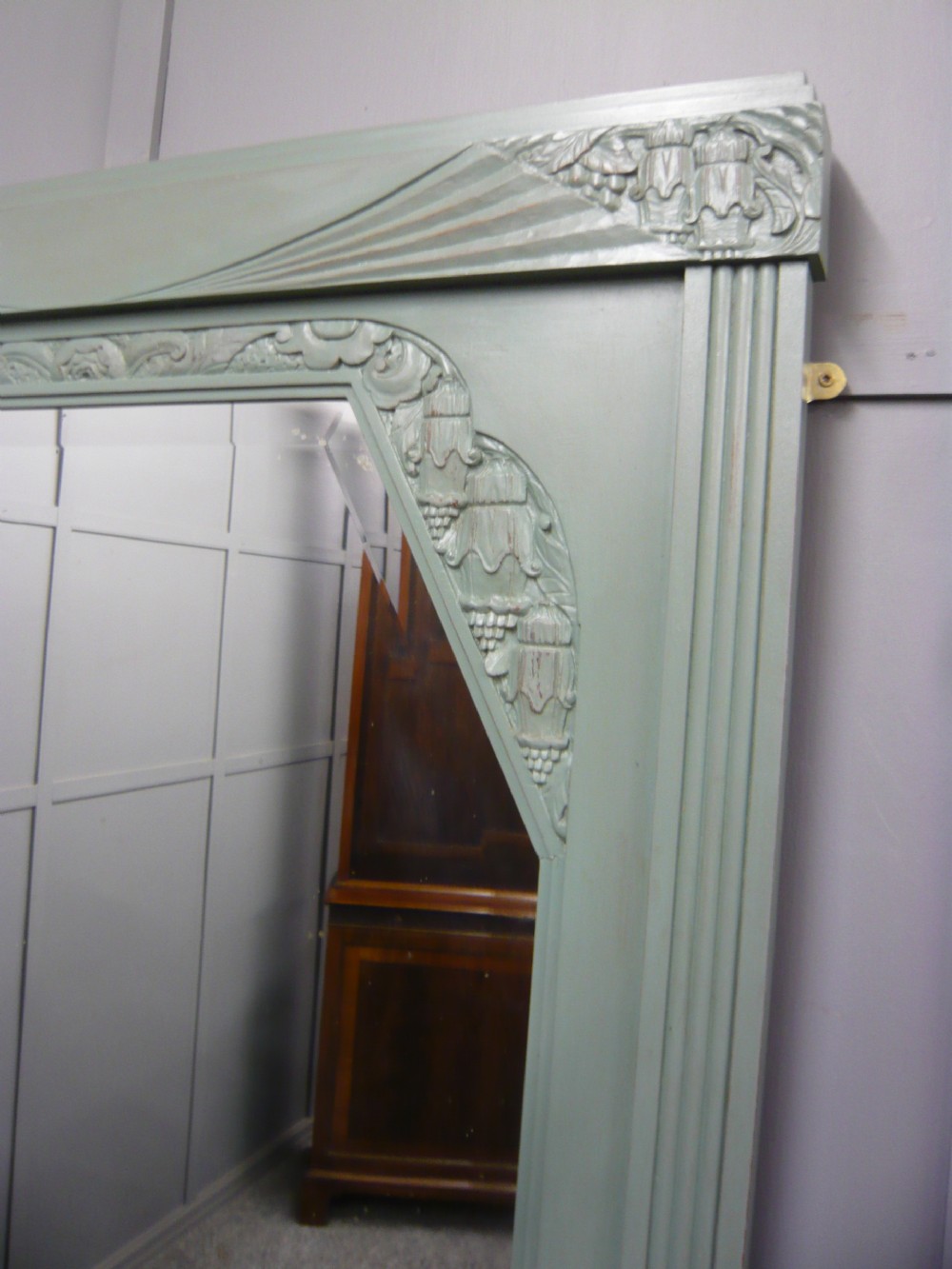 Large Art Deco Green Painted Mirror c 1920s View III