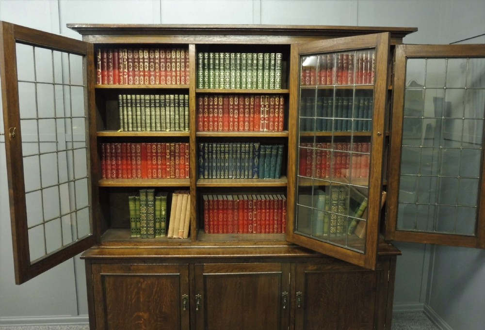 GOOD SOLID OAK 3 DOOR EDWARDIAN BOOKCASE View VII