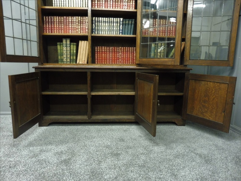 GOOD SOLID OAK 3 DOOR EDWARDIAN BOOKCASE View VIII