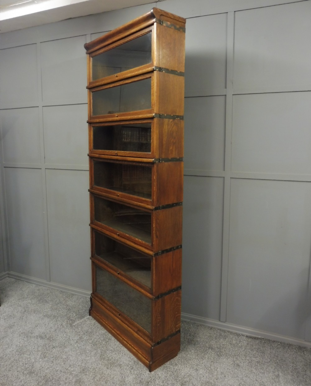 TALL 7 HIGH GOLDEN OAK GLOBE WERNICKE BOOKCASE View III