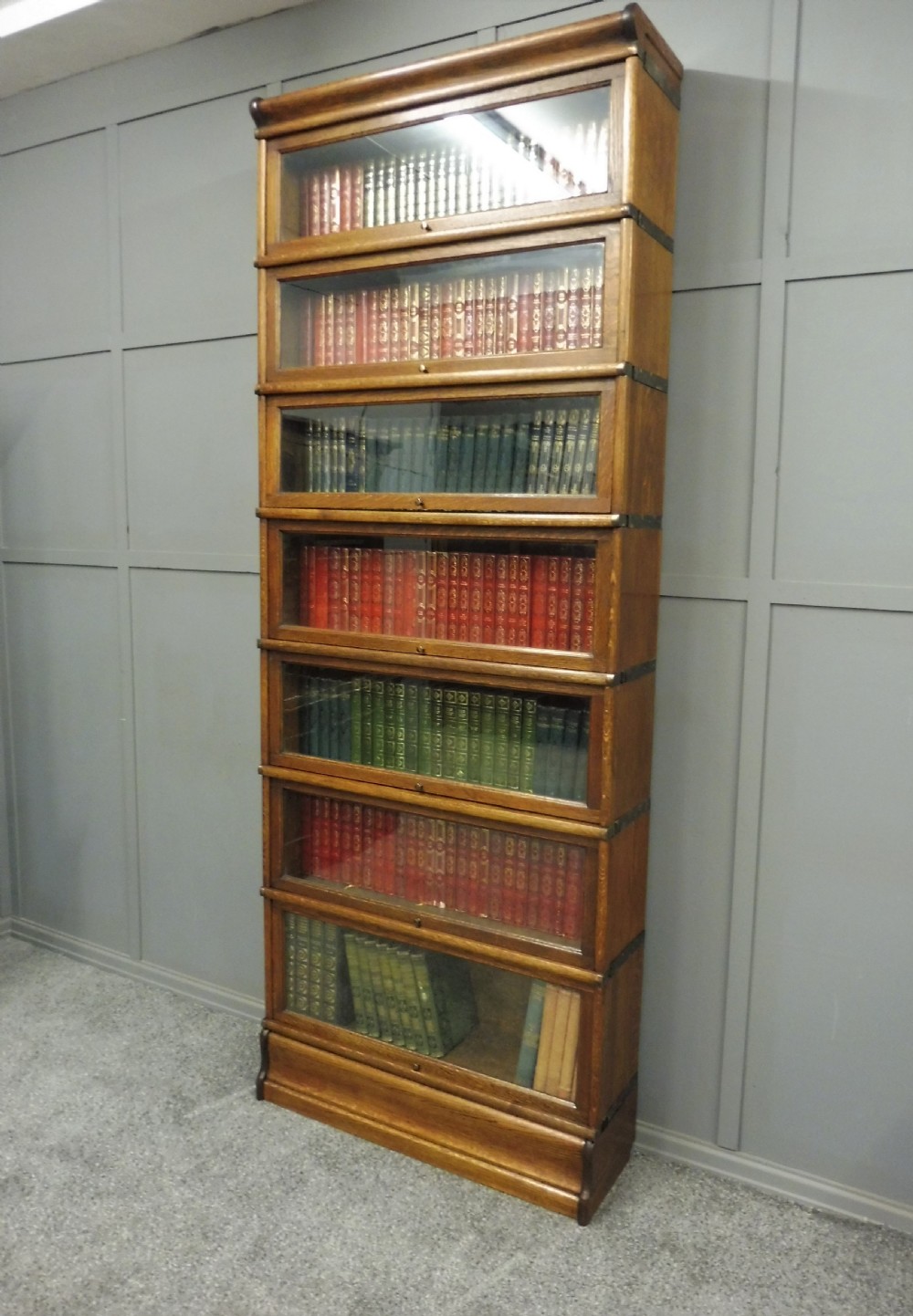 TALL 7 HIGH GOLDEN OAK GLOBE WERNICKE BOOKCASE View V