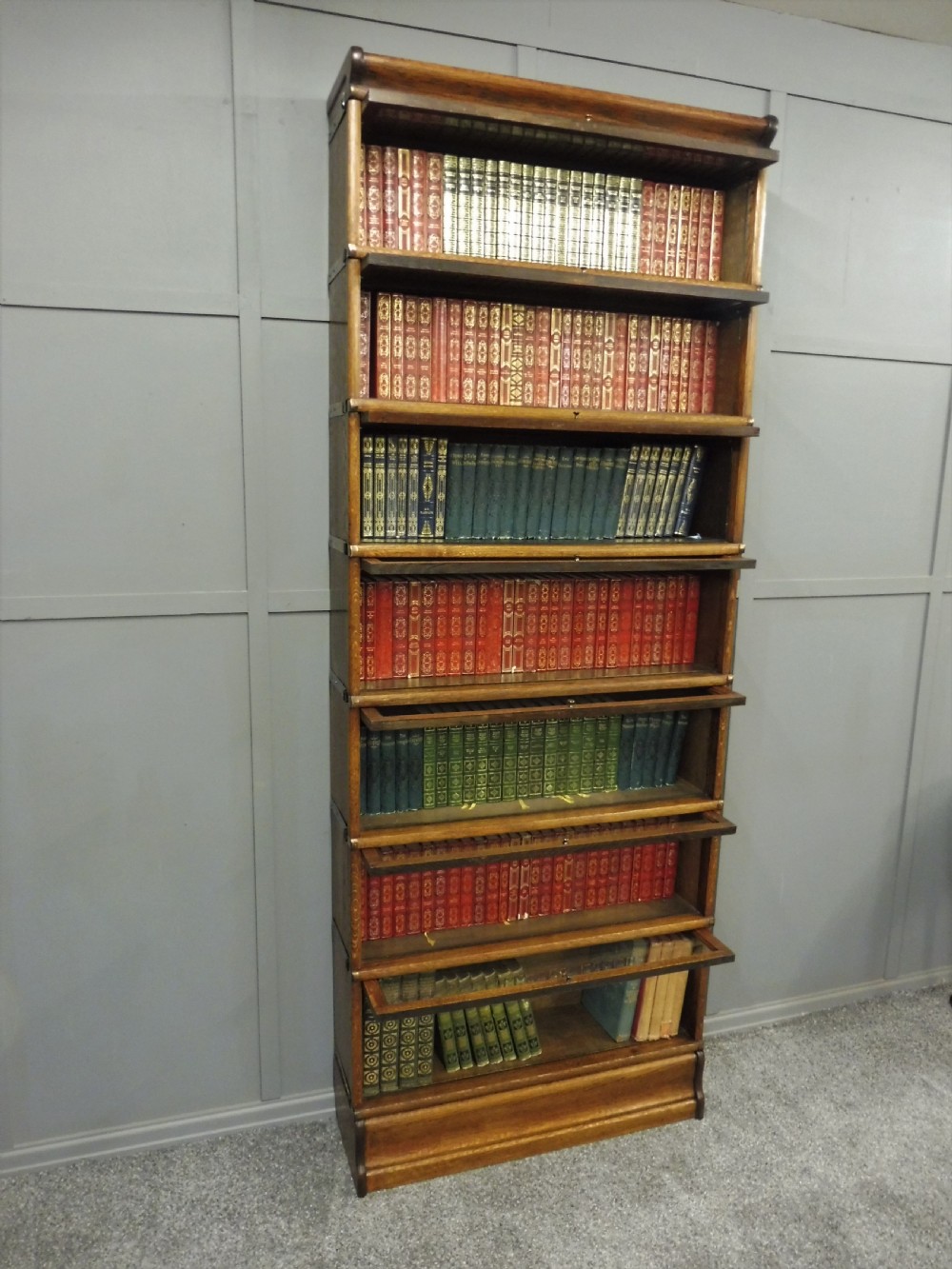 TALL 7 HIGH GOLDEN OAK GLOBE WERNICKE BOOKCASE View X