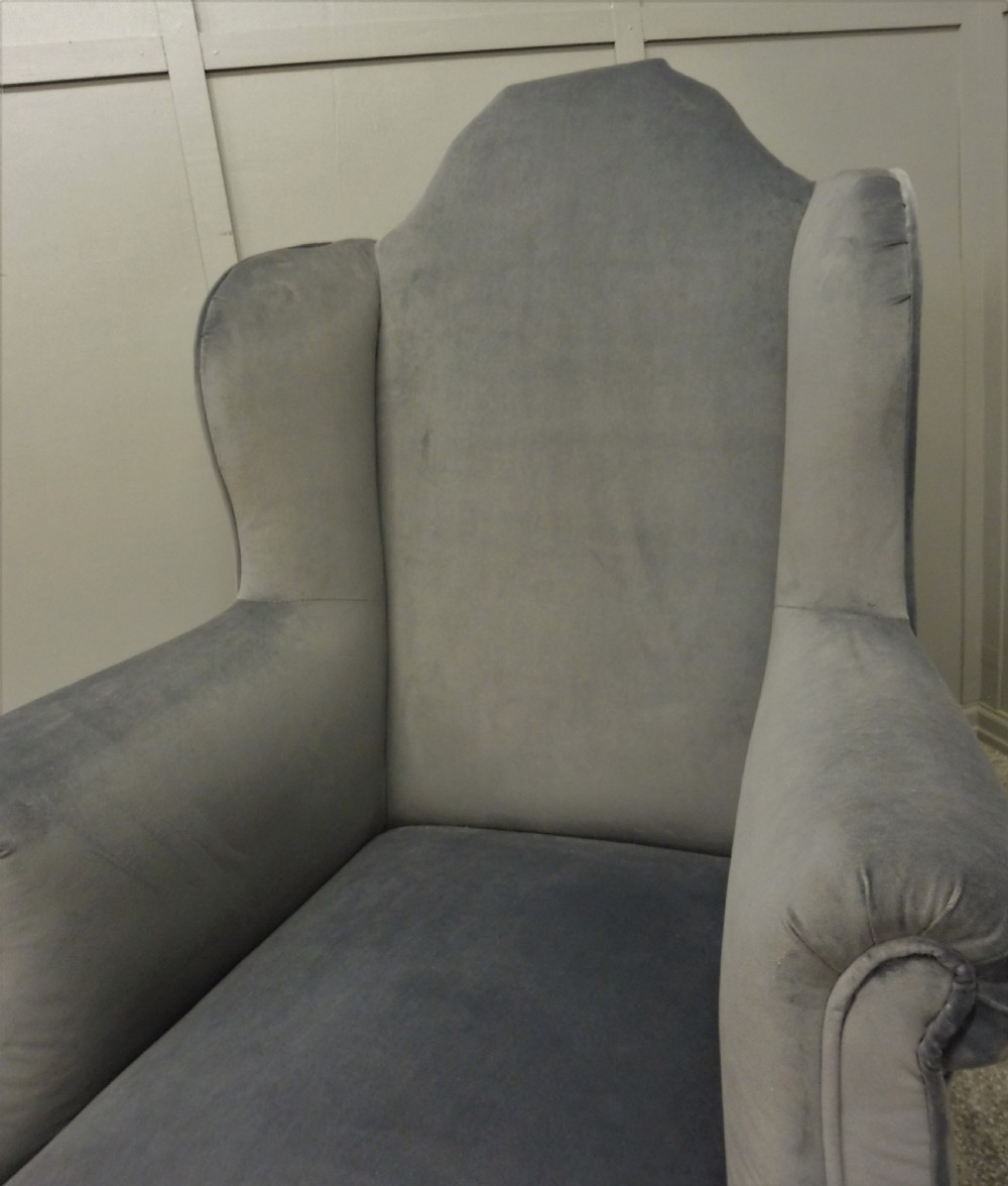 NEWLY UPHOLSTERED 19TH CENTURY WALNUT WING ARMCHAIR View VI