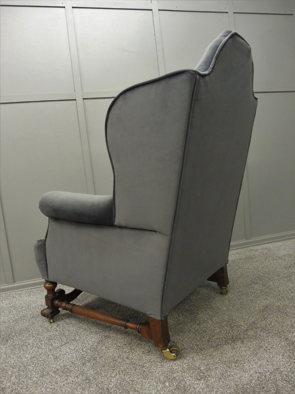 NEWLY UPHOLSTERED 19TH CENTURY WALNUT WING ARMCHAIR View VIII